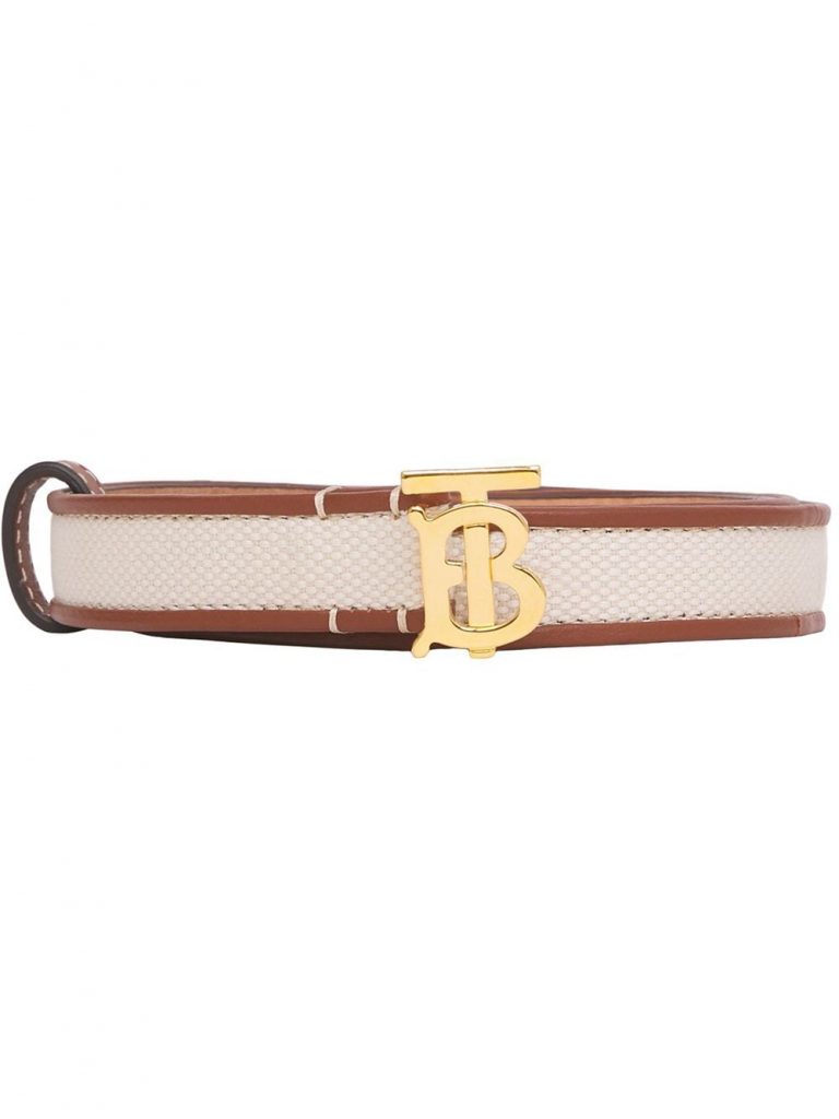 Burberry monogram-motif leather-trim canvas belt