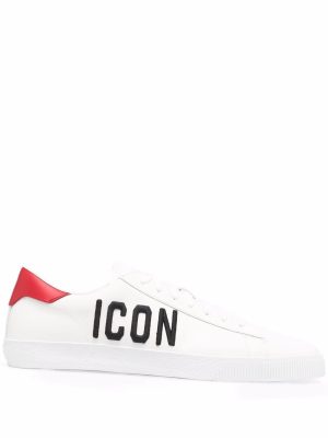 Dsquared2 Icon embroidered leather trainers