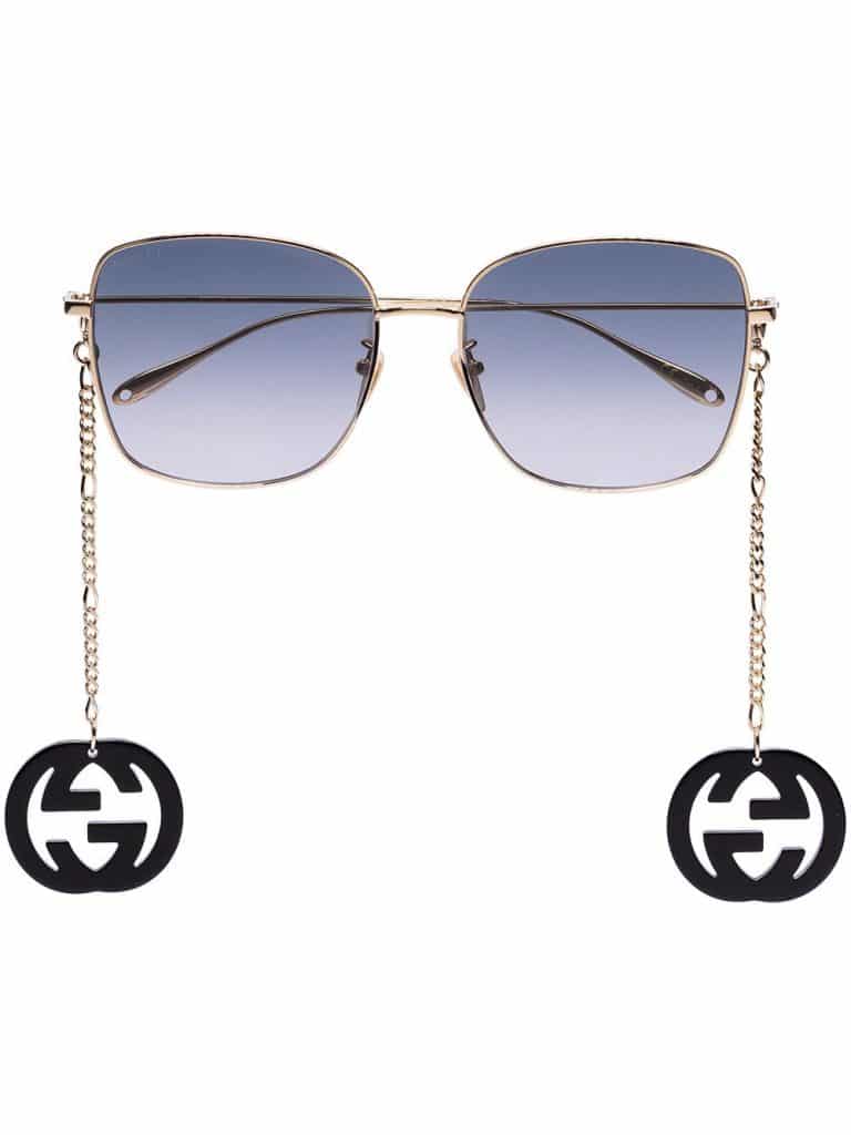 Gucci Eyewear logo-pendant square-frame sunglasses