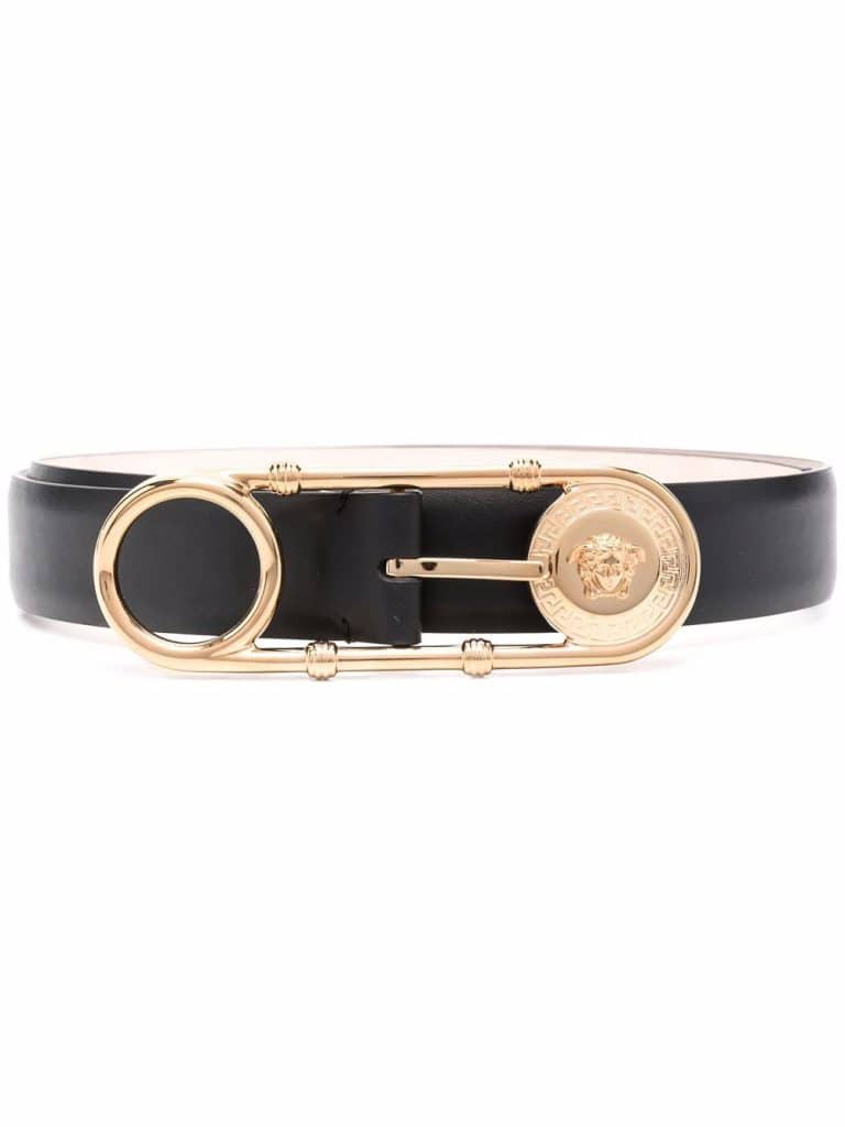 Versace safety pin-buckle leather belt