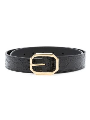 Saint Laurent engraved-logo buckle belt