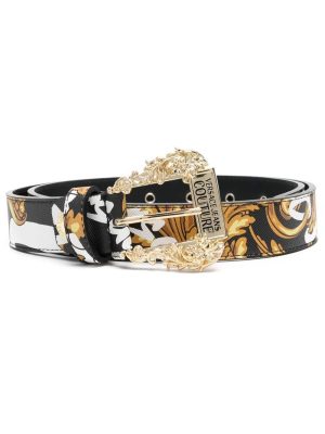 Versace Jeans Couture baroque pattern-print leather belt