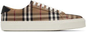 Burberry Beige Rangleton Check Sneakers