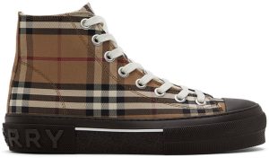 Burberry Brown Vintage Check High-Top Sneakers