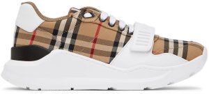 Burberry White & Beige Regis Sneakers