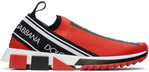 Dolce & Gabbana Red Mesh Sorrento Sneakers