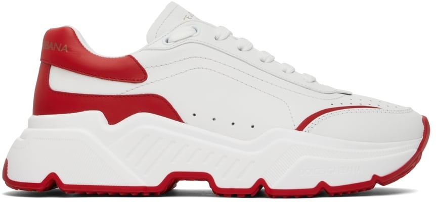 Dolce & Gabbana White & Red Daymaster Low-Top Sneakers