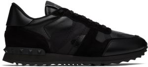 Valentino Garavani Black Rockrunner Low-Top Sneakers