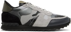 Valentino Garavani Black & Gray Rockrunner Sneakers