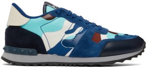 Valentino Garavani Blue Camouflage Rockrunner Sneakers