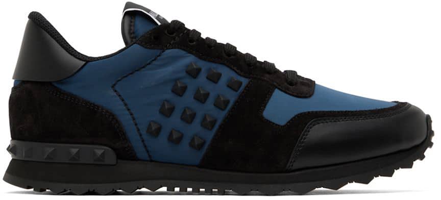 Valentino Garavani Blue & Black Rockstud Sneakers