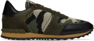 Valentino Garavani Khaki & Black Rockrunner Low-Top Sneakers