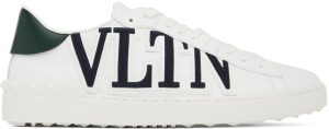 Valentino Garavani White & Green VLTN Low-Top Sneakers