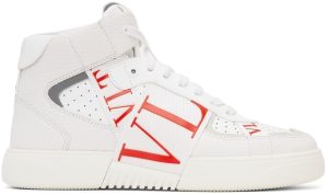 Valentino Garavani White & Red ‘VL7N’ High-Top Sneakers