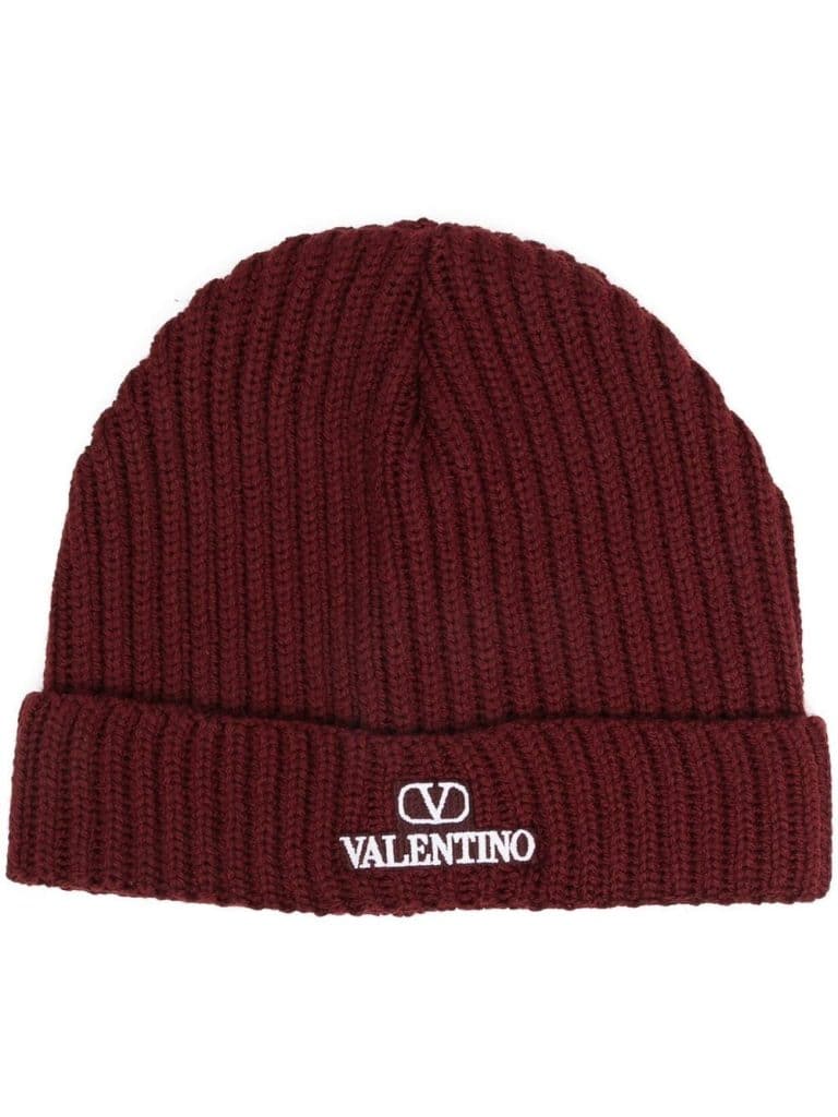 Valentino VLogo-embroidered ribbed beanie