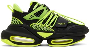 Balmain Black & Green B-Bold Low-Top Sneakers