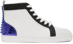 Christian Louboutin White & Black Rantus Spikes Sneakers