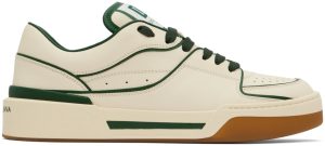 Dolce & Gabbana Beige & Green New Roma Sneakers