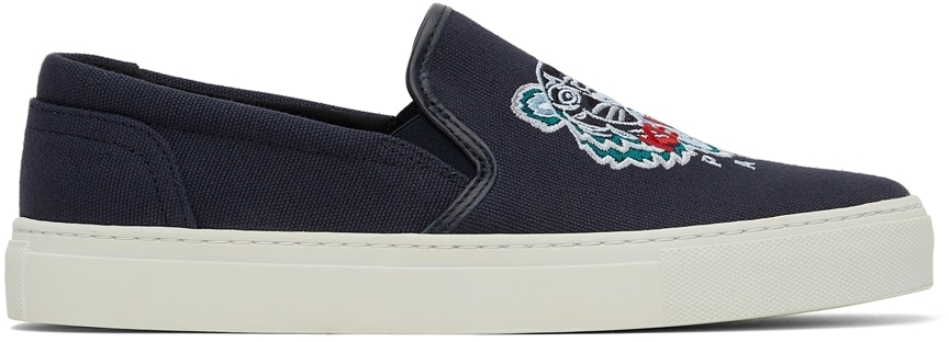 Kenzo Navy K-Skate Tiger Slip-On Sneakers