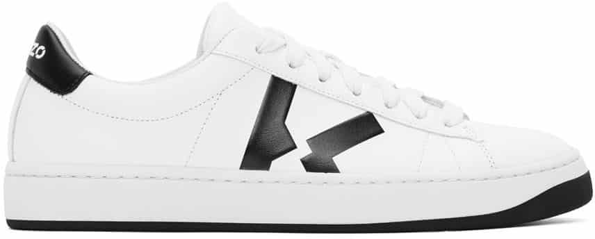 Kenzo White K-Logo Kourt Sneakers