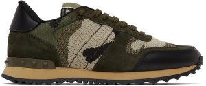 Valentino Garavani Green Camo Mesh Rockrunner Sneakers