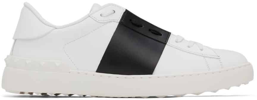 Valentino Garavani White & Black Leather Open Sneakers