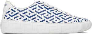 Versace White & Blue Greca Sneakers