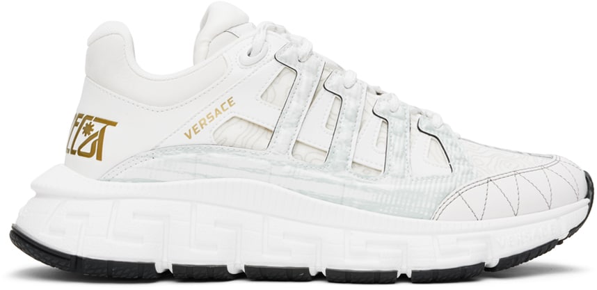 Versace White & Gold Trigreca Sneakers