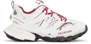 Balenciaga White & Burgundy Track Sneakers