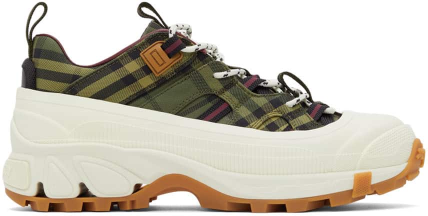 Burberry Green & Burgundy Check Arthur Sneakers