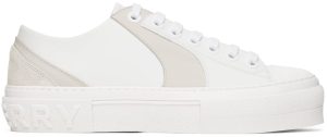 Burberry White & Gray Two-Tone Sneakers