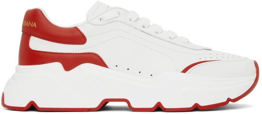Dolce & Gabbana White & Red Daymaster Sneakers
