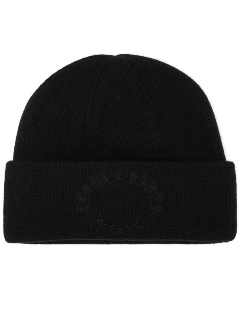 Burberry logo crest embroidery knitted cashmere beanie