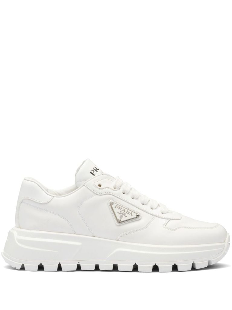 Prada triangle-logo lace-up sneakers