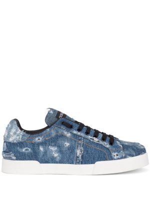 Dolce & Gabbana distressed denim low-top sneakers