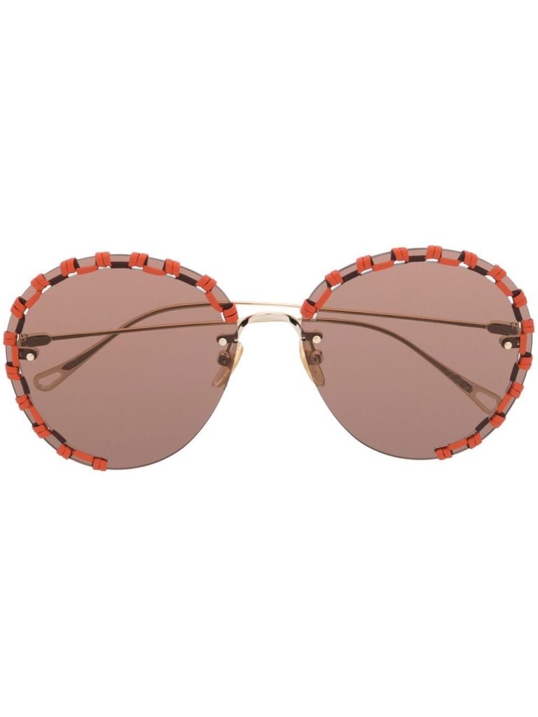 Chloé Eyewear stitching-detail round-frame sunglasses