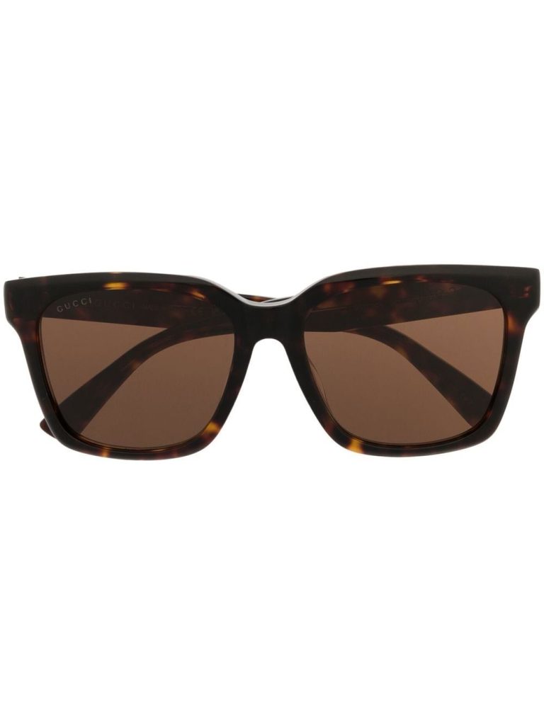Gucci Eyewear logo-engraved tortoiseshell-effect sunglasses