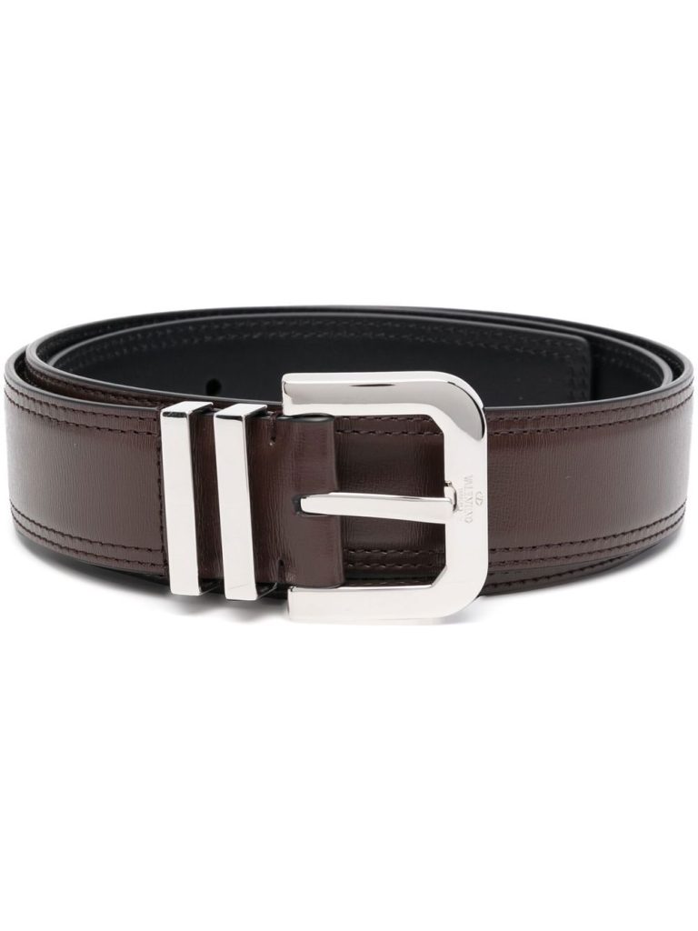 Valentino Garavani engraved-buckle leather belt