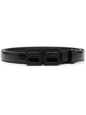 Balenciaga crystal-embellished logo-buckle belt