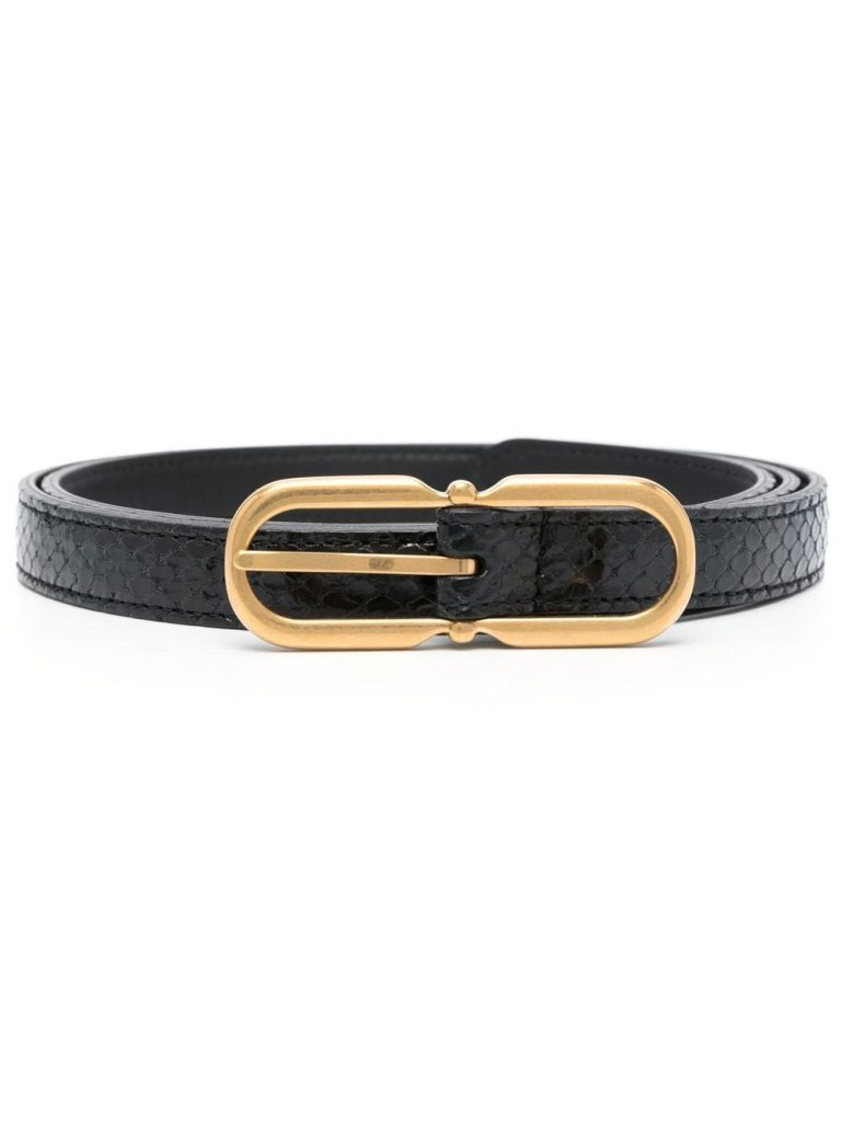 Saint Laurent snakeskin-embossed leather buckle belt