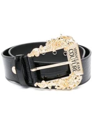 Versace Jeans Couture engraved-logo leather belt