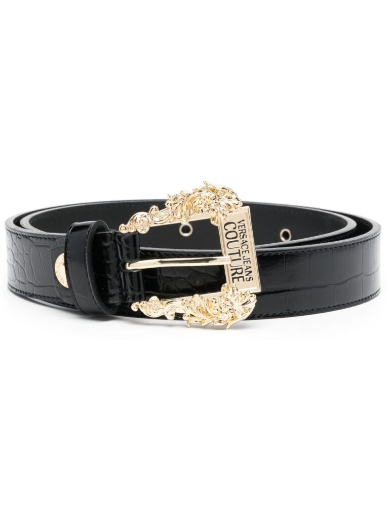 Versace Jeans Couture logo-engraved buckle leather belt