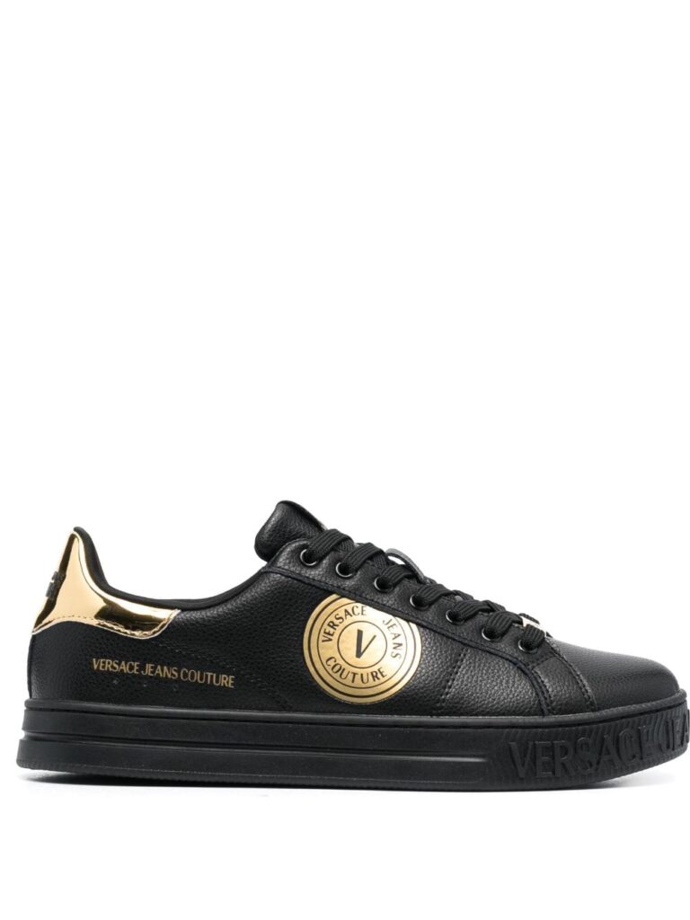 Versace Jeans Couture logo-patch leather low-top sneakers