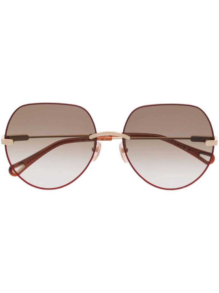 Chloé Eyewear engraved-logo round-frame sunglasses