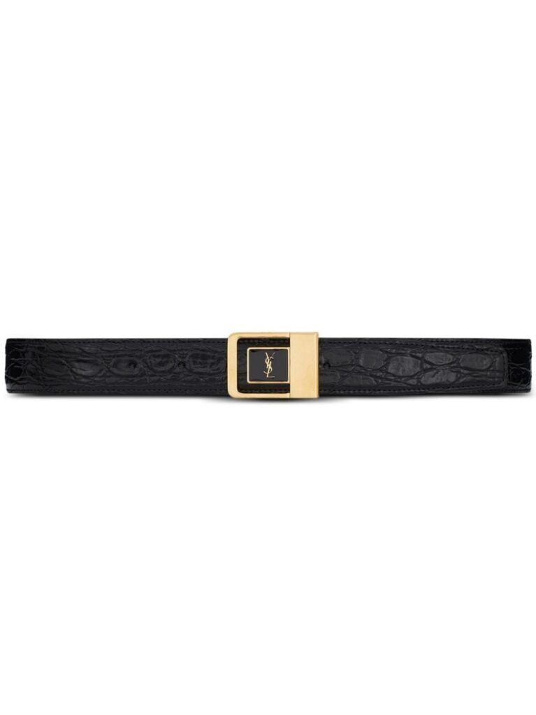 Saint Laurent logo-plaque leather belt