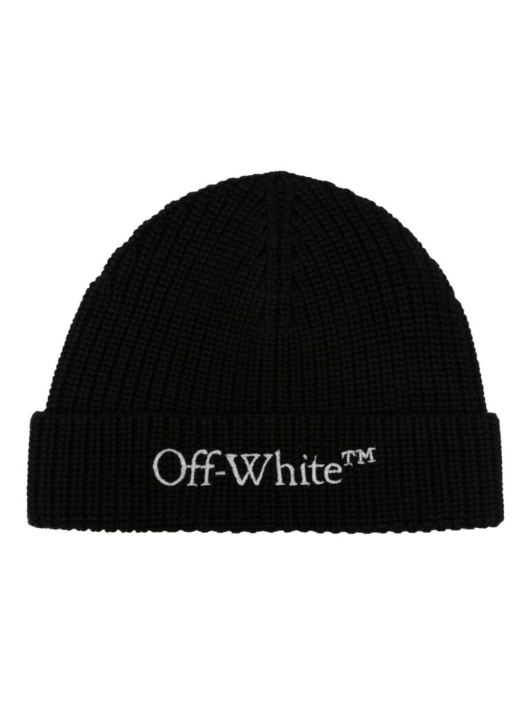 Off-White logo-embroidered virgin-wool beanie