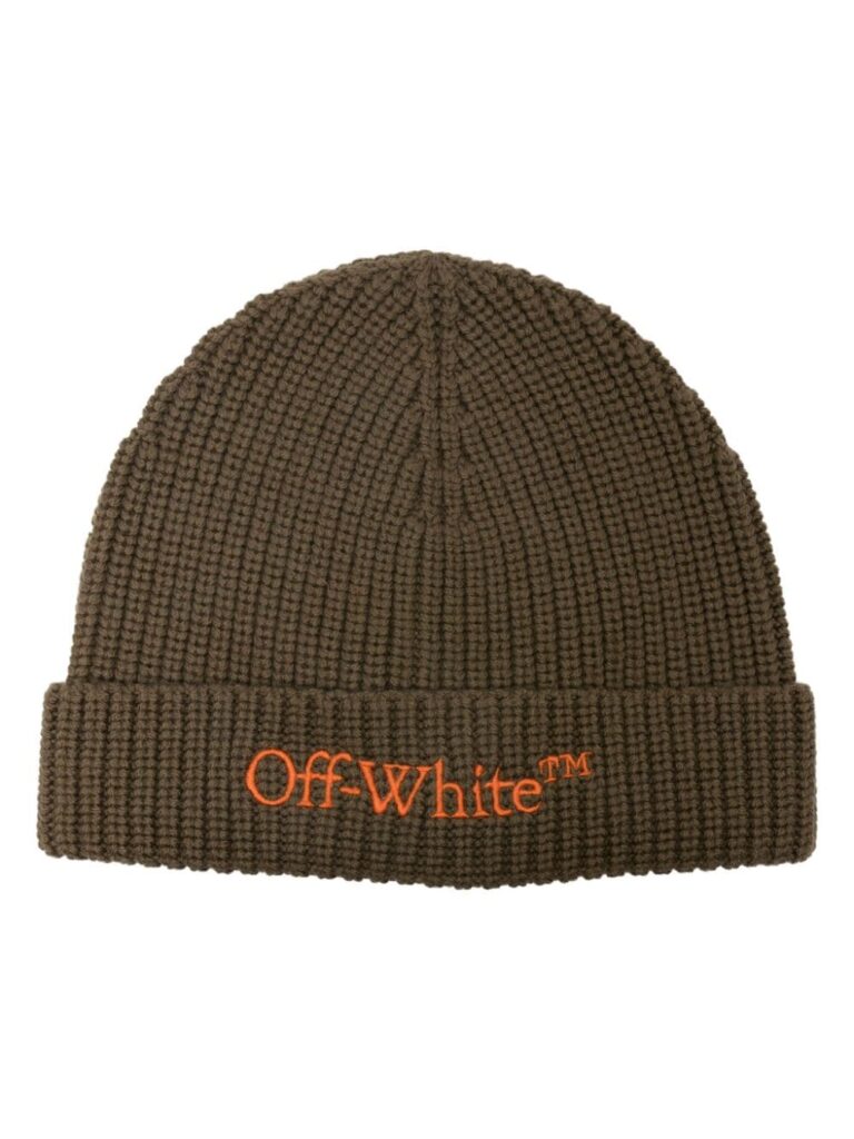 Off-White logo-embroidered wool beanie