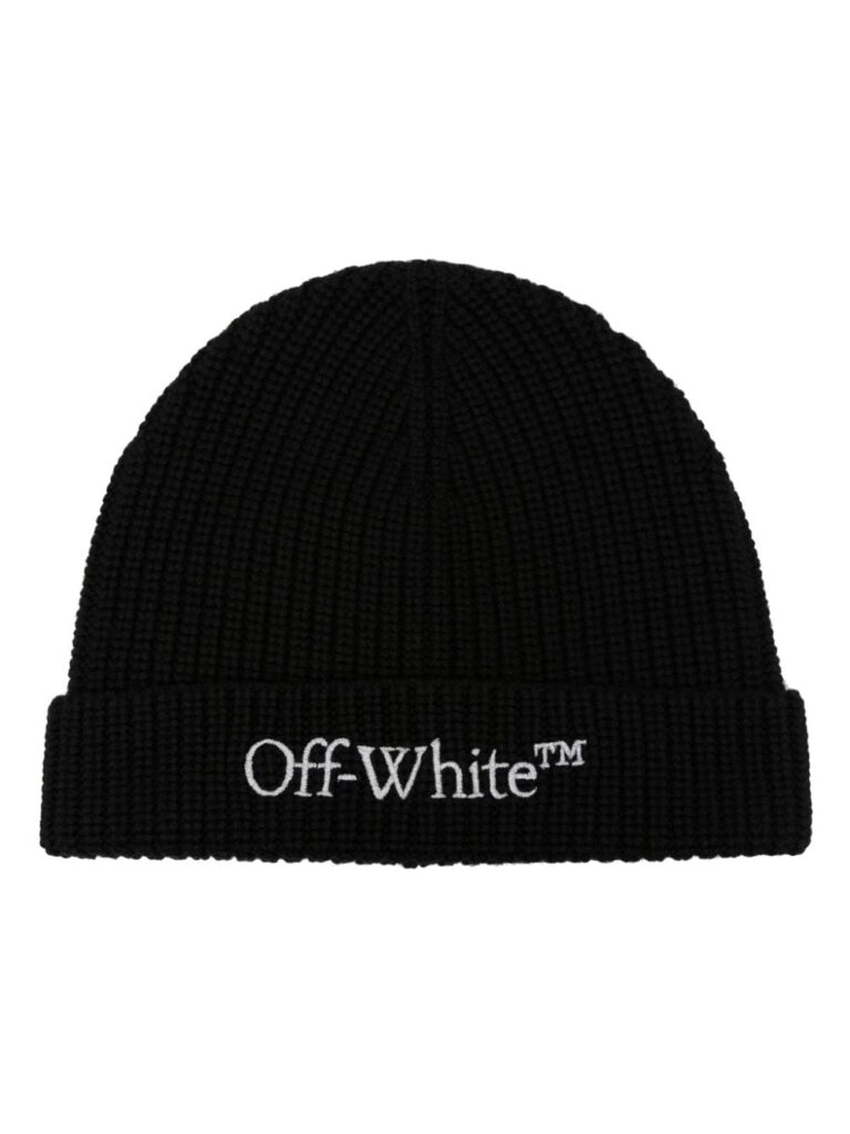 Off-White logo-embroidered wool beanie