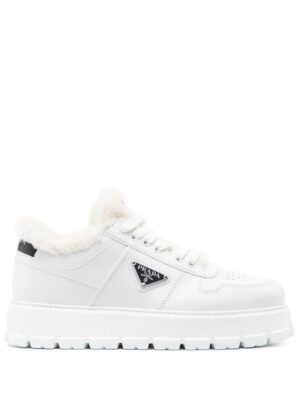 Prada Winter shearling-lined leather sneakers