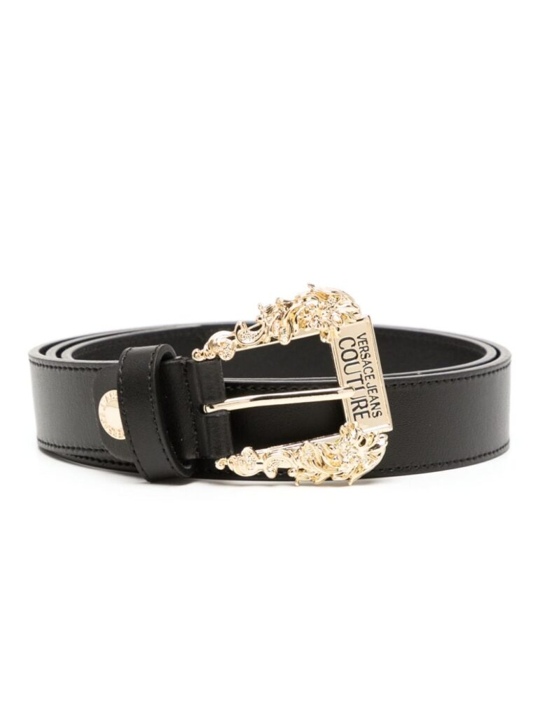 Versace Jeans Couture logo-engraved buckle leather belt
